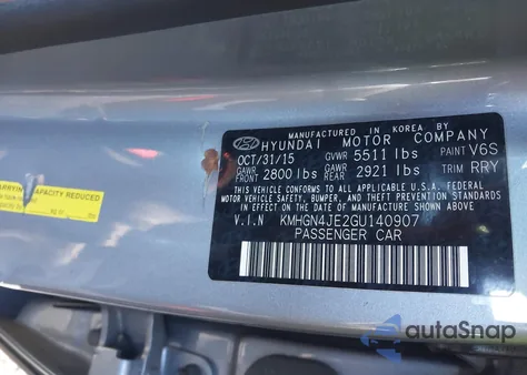 2016 Hyundai Genesis 3.8 from USA, damaged, VIN KMHGN4JE2GU140907